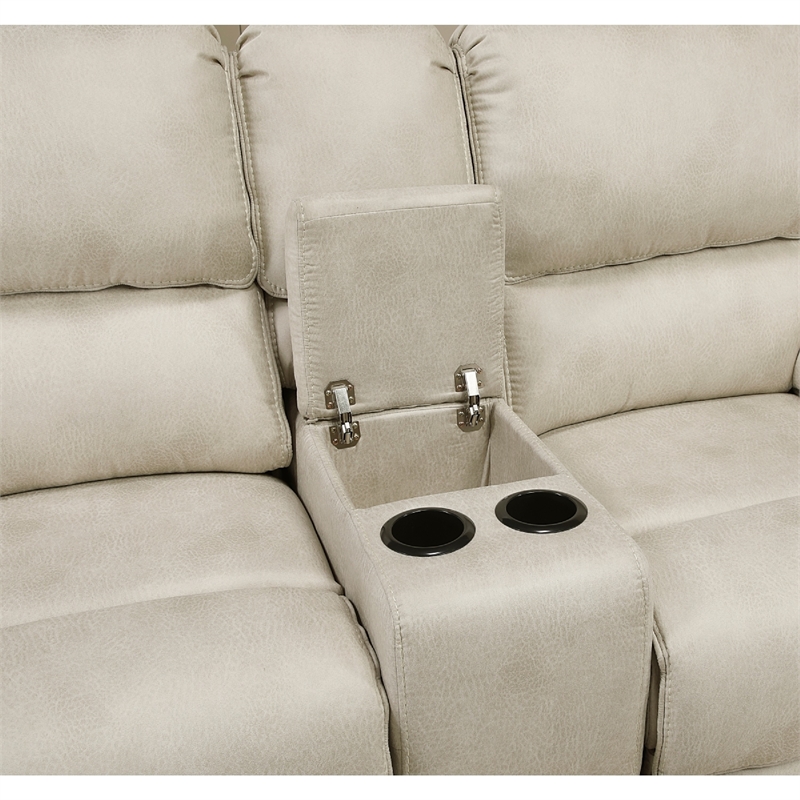 Tony Power Reclining Loveseat w Center Console- USB Ports- Sand Brown