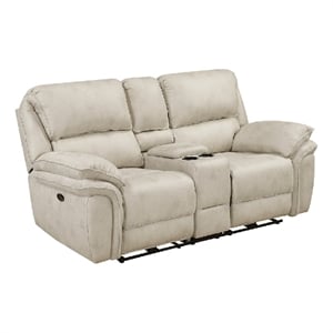 Tony Power Reclining Loveseat w Center Console- USB Ports- Sand Brown