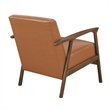 Eva Accent Chair- Foam Fill Cushions- Brown Faux Leather and Wood Frame