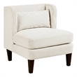 Feya Accent Chair w Lumbar Pillow- Channeled Beige Corduroy- Brown Legs