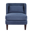 Feya Accent Chair w Lumbar Pillow- Channeled Blue Corduroy- Brown Legs