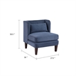 Feya Accent Chair w Lumbar Pillow- Channeled Blue Corduroy- Brown Legs