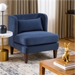 Feya Accent Chair w Lumbar Pillow- Channeled Blue Corduroy- Brown Legs
