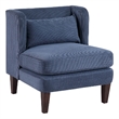 Feya Accent Chair w Lumbar Pillow- Channeled Blue Corduroy- Brown Legs