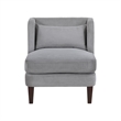 Feya Accent Chair w Pillow- Channeled Dark Gray Corduroy- Brown Legs