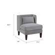 Feya Accent Chair w Pillow- Channeled Dark Gray Corduroy- Brown Legs