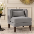 Feya Accent Chair w Pillow- Channeled Dark Gray Corduroy- Brown Legs