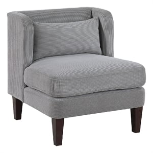 Feya Accent Chair w Pillow- Channeled Dark Gray Corduroy- Brown Legs