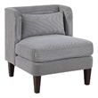 Feya Accent Chair w Pillow- Channeled Dark Gray Corduroy- Brown Legs