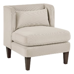 Feya Accent Chair w Pillow- Channeled Taupe Brown Corduroy- Brown Legs