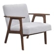 Cathy Accent Chair- Gray Polyester Cushions- Walnut Brown Rubberwood