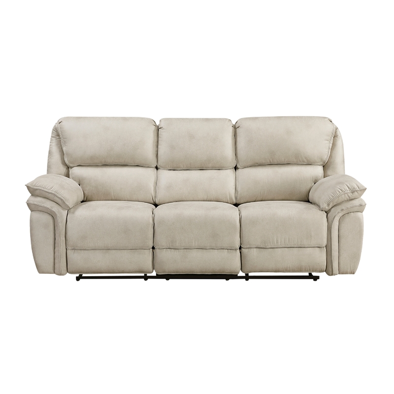 Tony Manual Reclining Sofa- Plush Sand Brown Microfiber and Foam