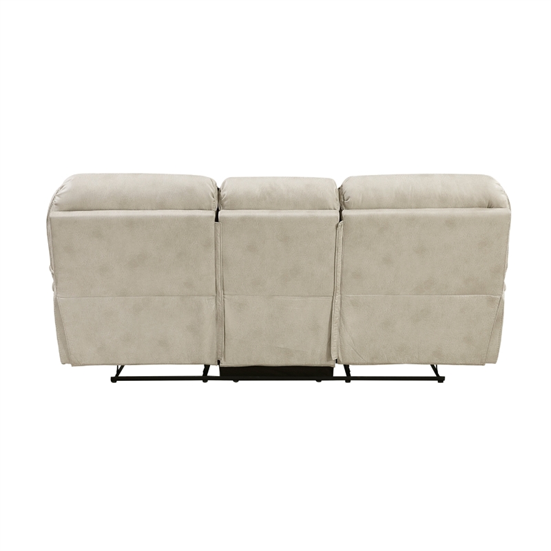 Tony Manual Reclining Sofa- Plush Sand Brown Microfiber and Foam