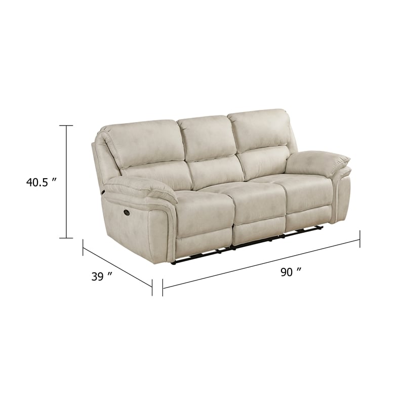 Tony Power Reclining Sofa w USB Ports- Sand Brown Microfiber and Foam