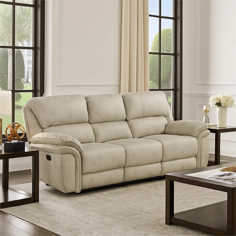 Tony Power Reclining Sofa w USB Ports- Sand Brown Microfiber and Foam