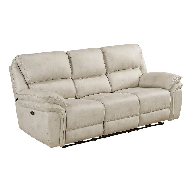 Tony Power Reclining Sofa w USB Ports- Sand Brown Microfiber and Foam