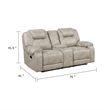 Lily Manual Reclining Loveseat w Center Console- Polished Pewter Gray