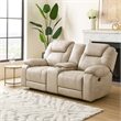 Lily Manual Reclining Loveseat w Center Console- Polished Pewter Gray
