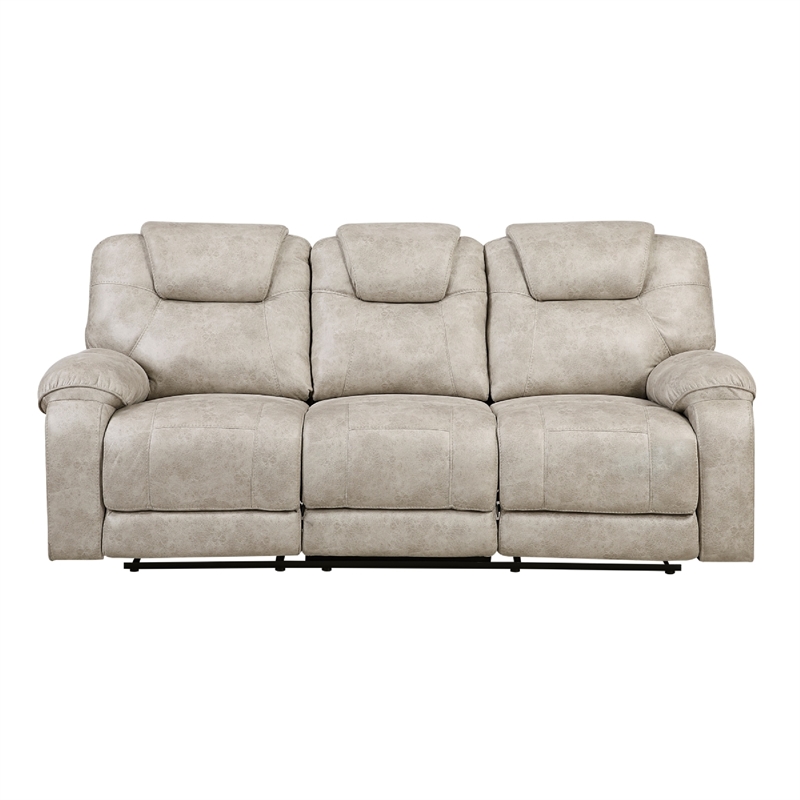 Lily Manual Reclining Sofa- Polished Pewter Gray Microfiber and Foam