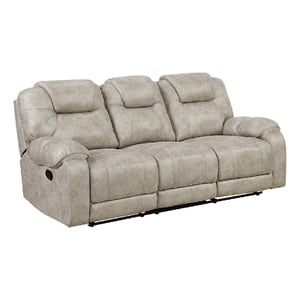 Lily Manual Reclining Sofa- Polished Pewter Gray Microfiber and Foam