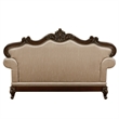 Hesar Loveseat- 4 Pillows- Vintage Style Chenille Tufted- Cherry Brown Wood