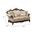 Hesar Loveseat- 4 Pillows- Vintage Style Chenille Tufted- Cherry Brown Wood