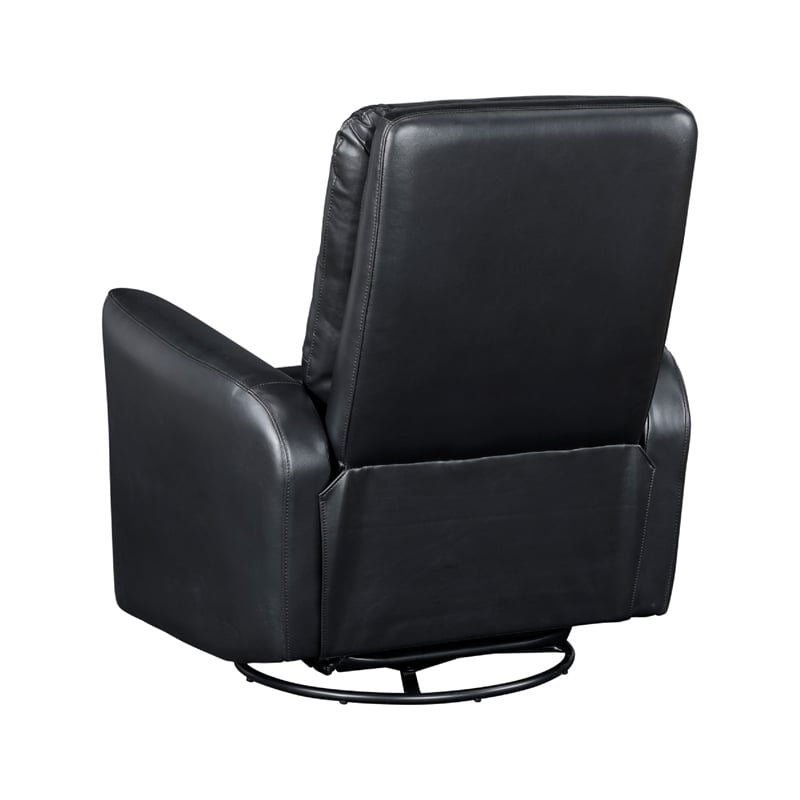 Demy Swivel Glider Manual Reclining Chair- Black Faux Leather Cushions