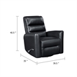 Demy Swivel Glider Manual Reclining Chair- Black Faux Leather Cushions