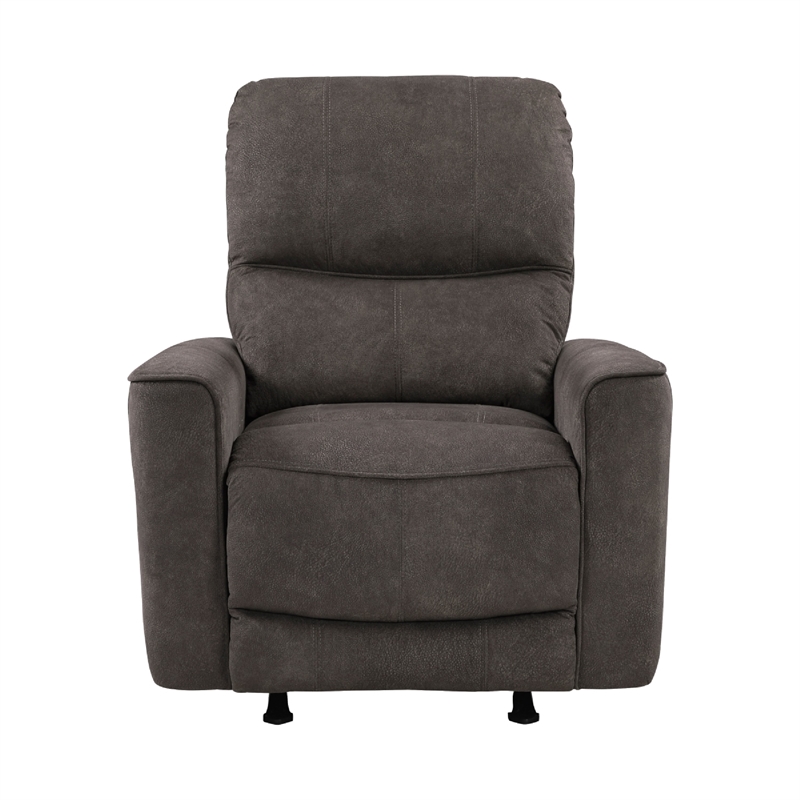 Ray Rocker Manual Reclining Chair- Chocolate Brown Polished Microfiber
