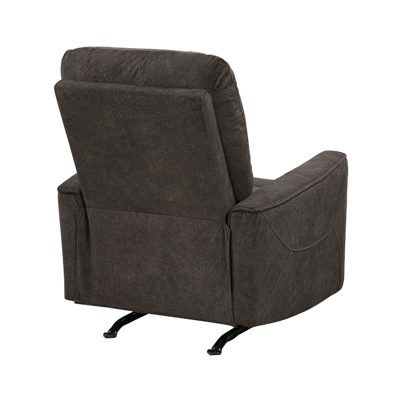 Ray Rocker Manual Reclining Chair- Chocolate Brown Polished Microfiber