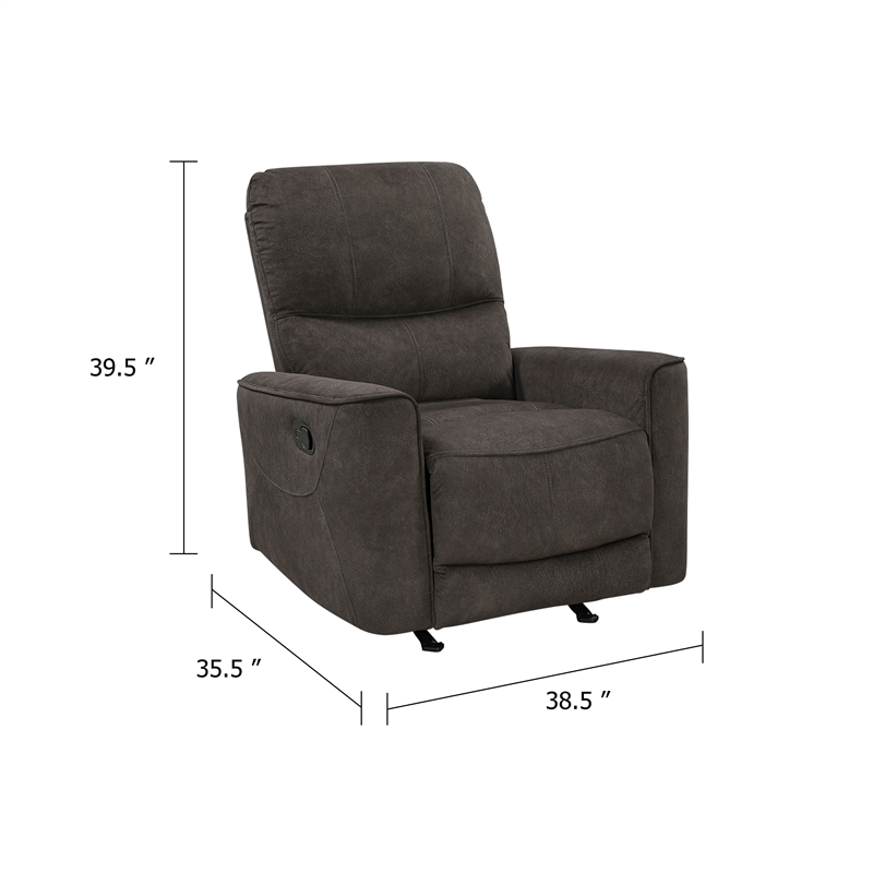 Ray Rocker Manual Reclining Chair- Chocolate Brown Polished Microfiber