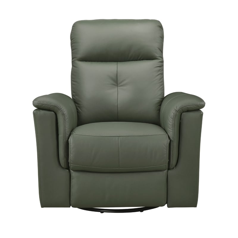 Rem Swivel Glider Manual Reclining Chair- Green Top Grain Leather