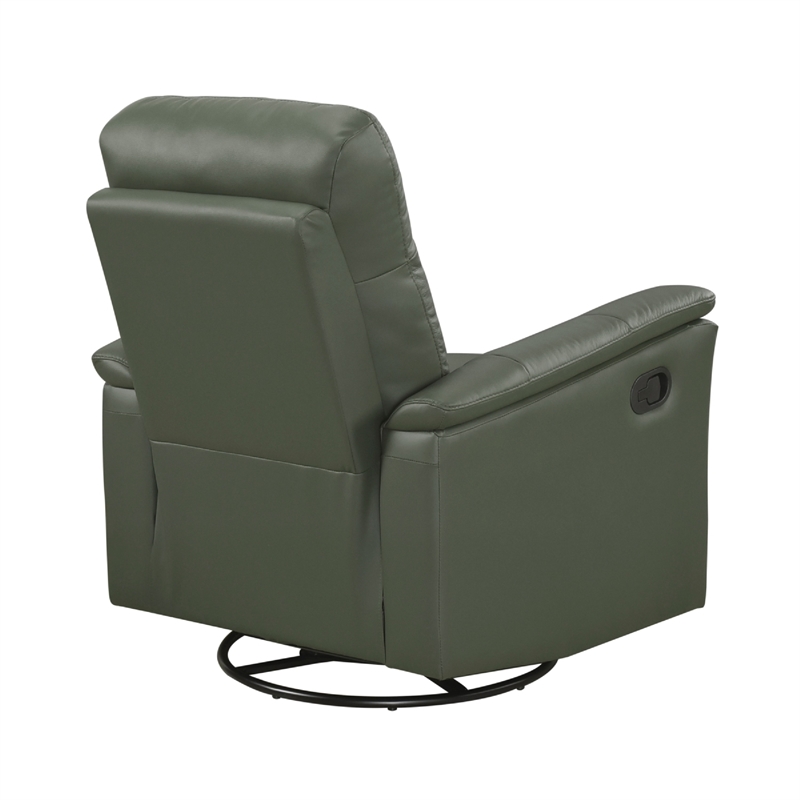 Rem Swivel Glider Manual Reclining Chair- Green Top Grain Leather