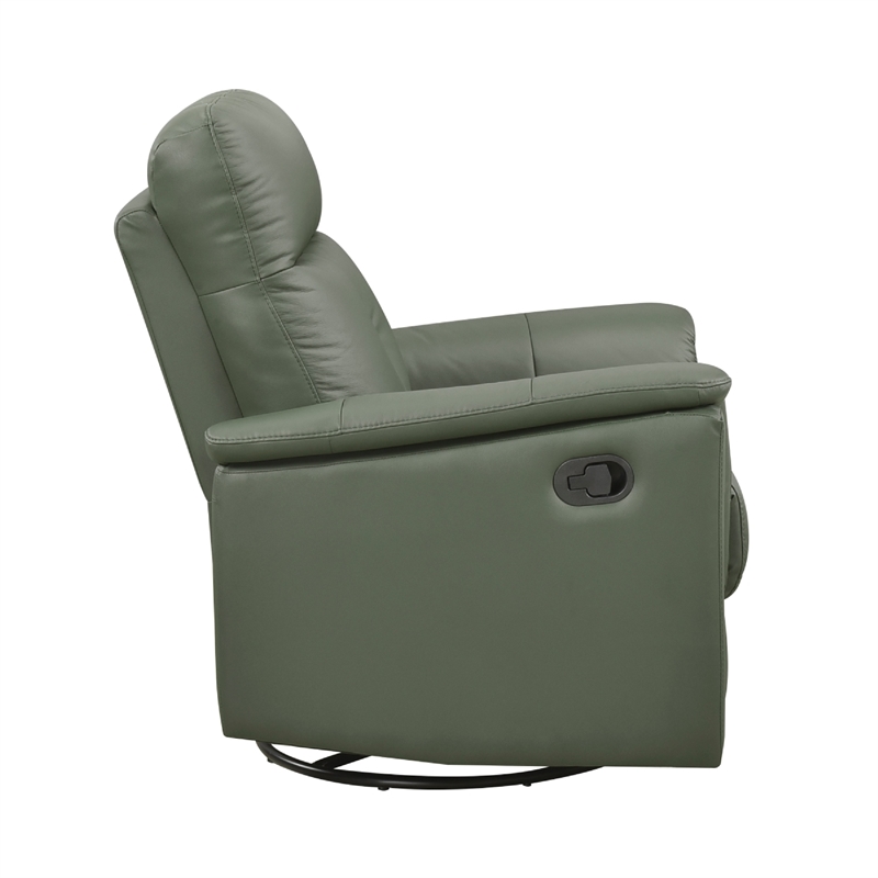 Rem Swivel Glider Manual Reclining Chair- Green Top Grain Leather