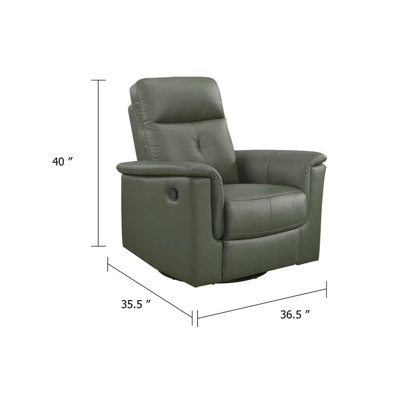 Rem Swivel Glider Manual Reclining Chair- Green Top Grain Leather