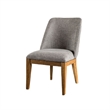 Ramie Side Dining Chair Set of 2- Wingback- Chestnut Wood- Gray Fabric