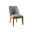 Ramie Side Dining Chair Set of 2- Wingback- Chestnut Wood- Gray Fabric