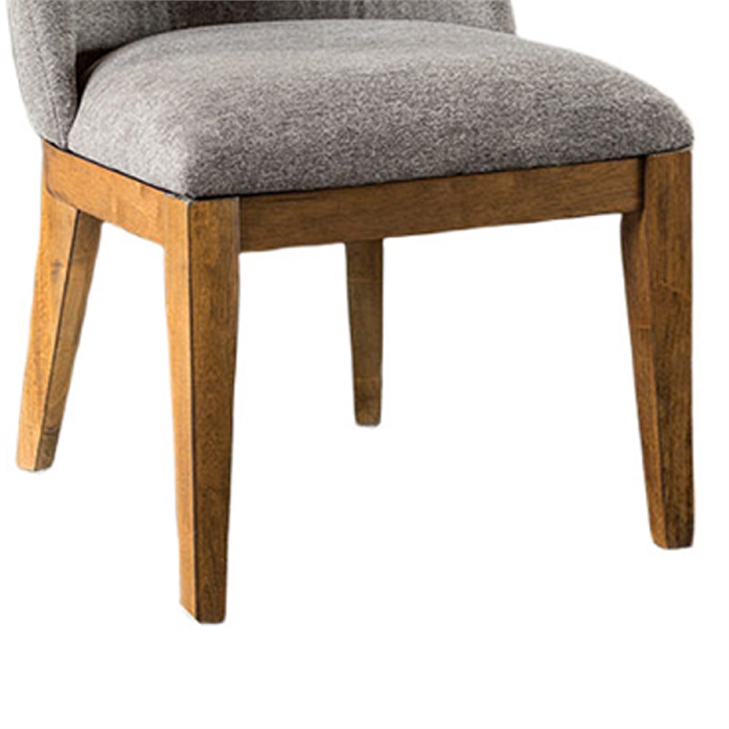 Ramie Side Dining Chair Set of 2- Wingback- Chestnut Wood- Gray Fabric