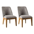 Ramie Side Dining Chair Set of 2- Wingback- Chestnut Wood- Gray Fabric