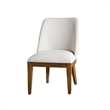 Ramie Side Dining Chair Set of 2- Wingback Chestnut Wood- White Fabric