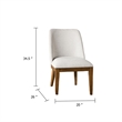 Ramie Side Dining Chair Set of 2- Wingback Chestnut Wood- White Fabric