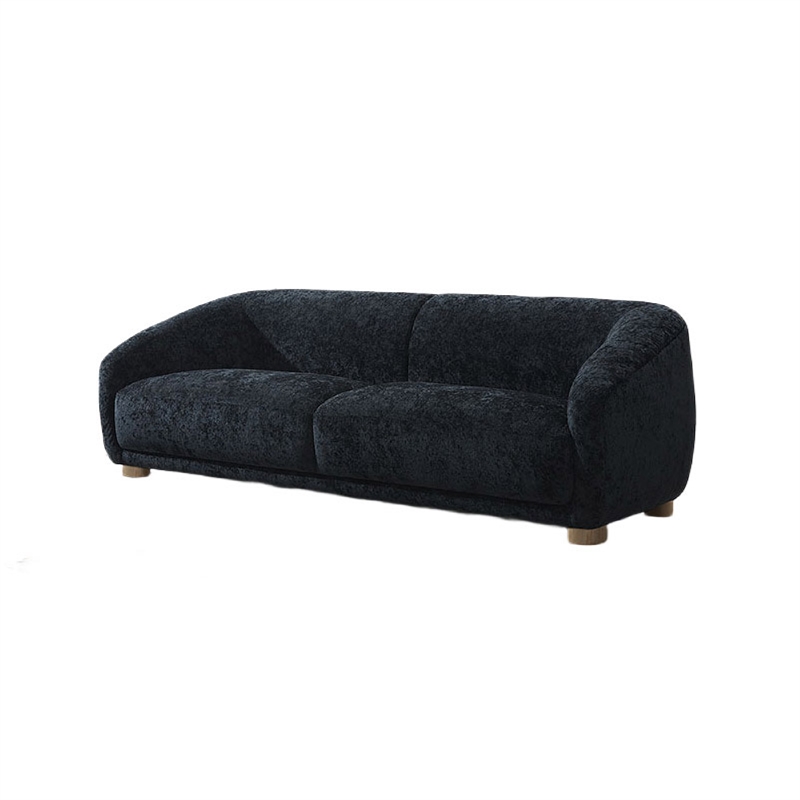 Oliver Loveseat with Round Sloped Arms- Soft Black Chenille 68 Inch
