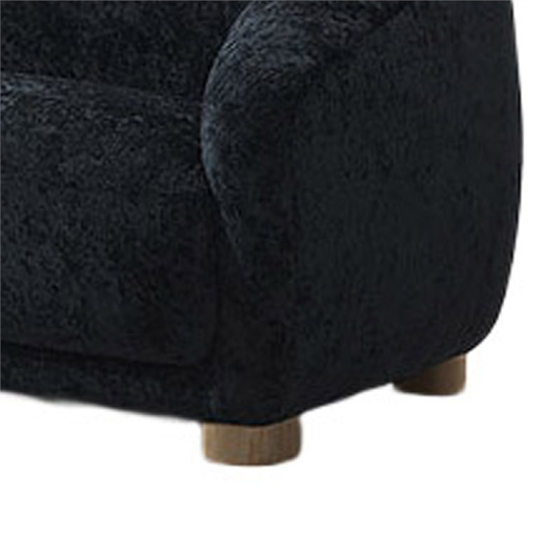 Oliver Loveseat with Round Sloped Arms- Soft Black Chenille 68 Inch