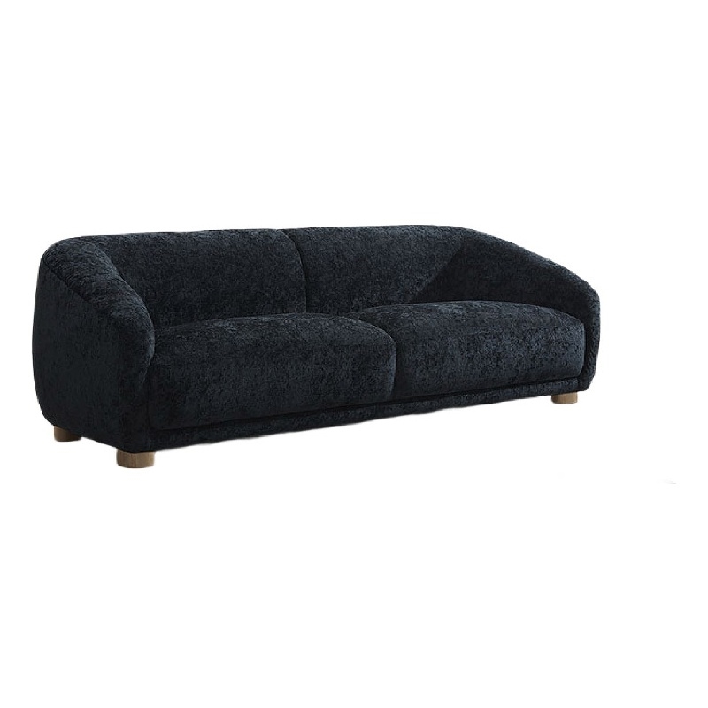 Oliver Loveseat with Round Sloped Arms- Soft Black Chenille 68 Inch