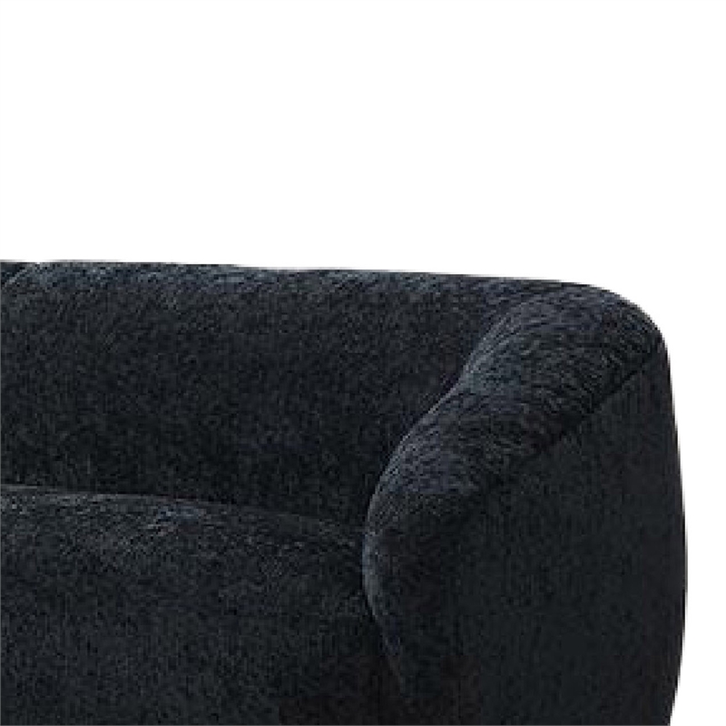 Oliver Sofa with Round Back Sloped Arms- Soft Black Chenille 88 Inch