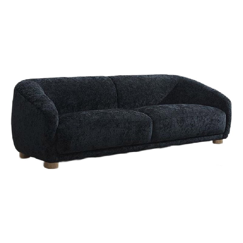 Oliver Sofa with Round Back Sloped Arms- Soft Black Chenille 88 Inch