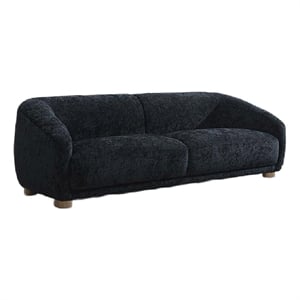 Oliver Sofa with Round Back Sloped Arms- Soft Black Chenille 88 Inch