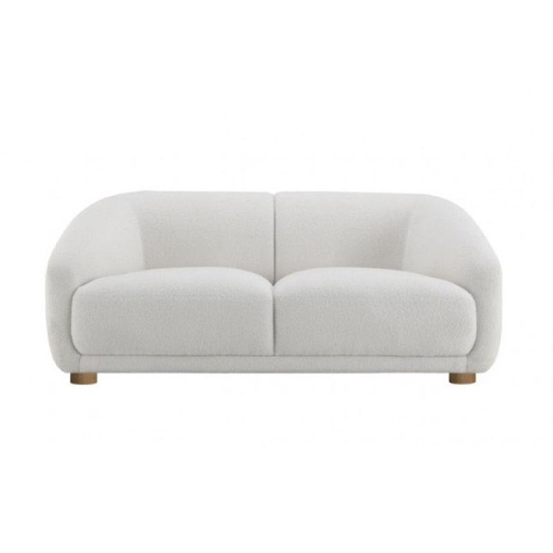 Oliver Loveseat with Round Back Sloped Arms- Soft White Boucle 68 Inch