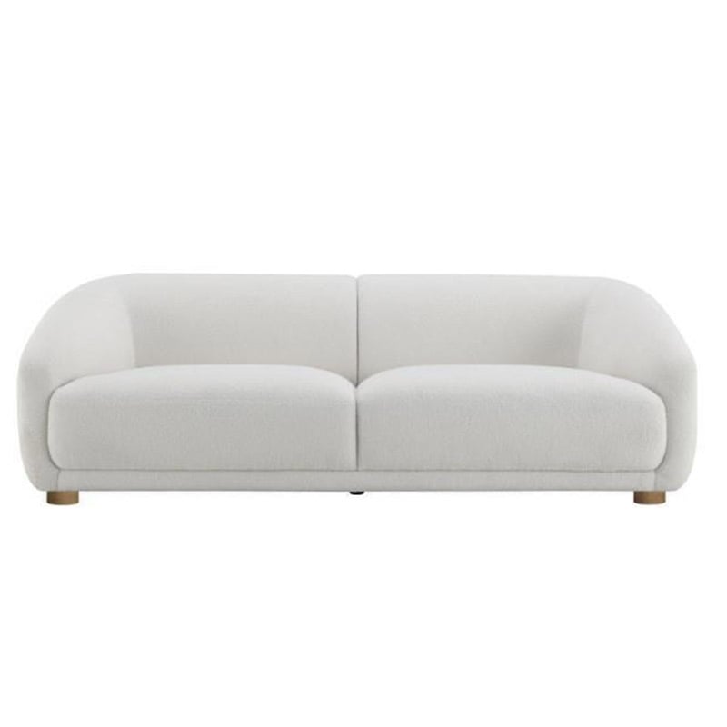 Oliver Sofa with Round Back Sloped Arms- Soft White Boucle 88 Inch