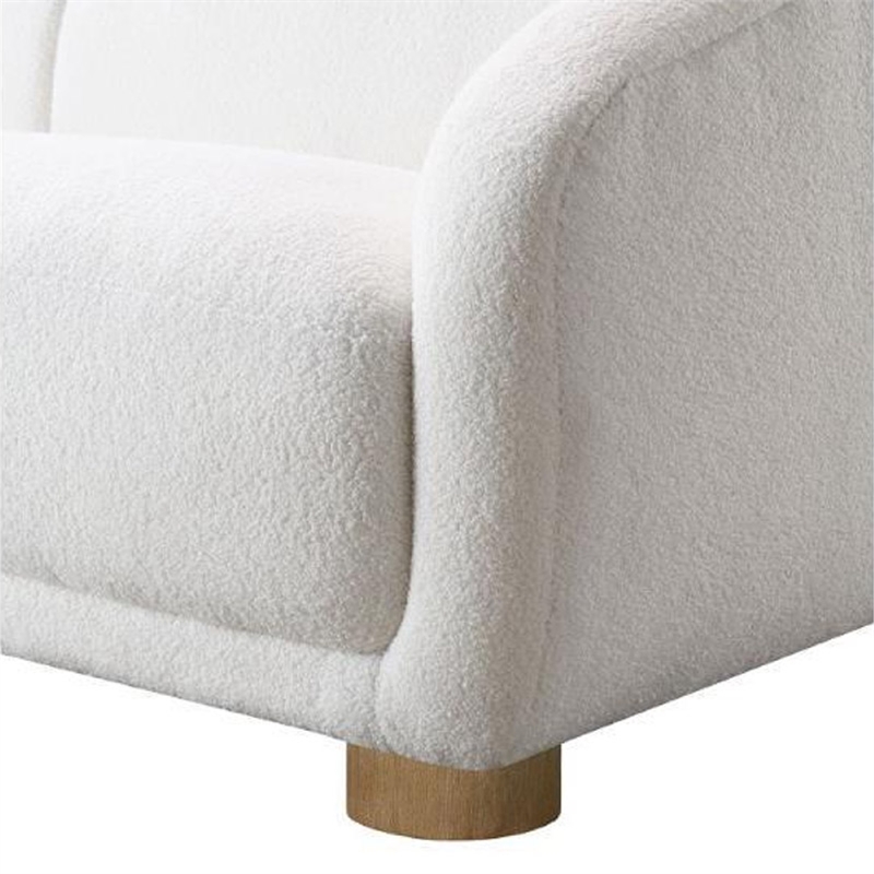 Oliver Sofa with Round Back Sloped Arms- Soft White Boucle 88 Inch